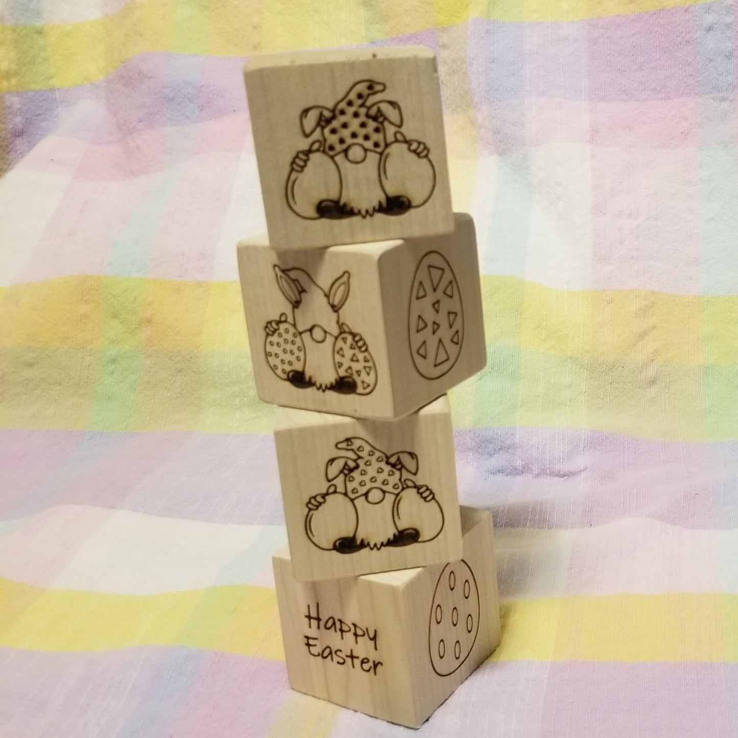 Easter Blocks - set of 4 - Laser Engraved