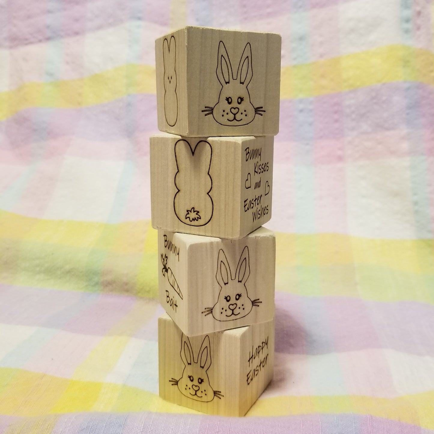 Easter Blocks - set of 4 - Laser Engraved