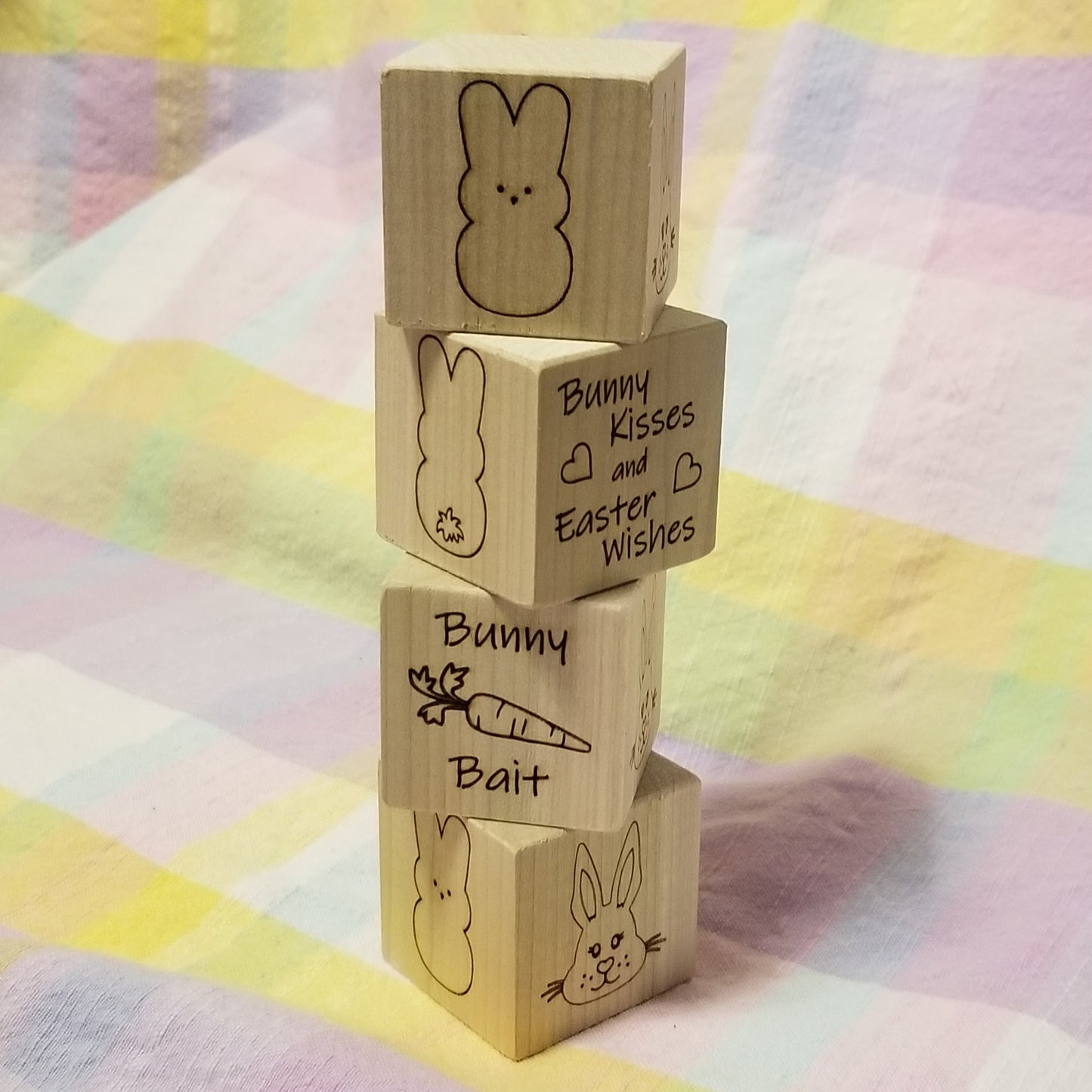 Easter Blocks - set of 4 - Laser Engraved