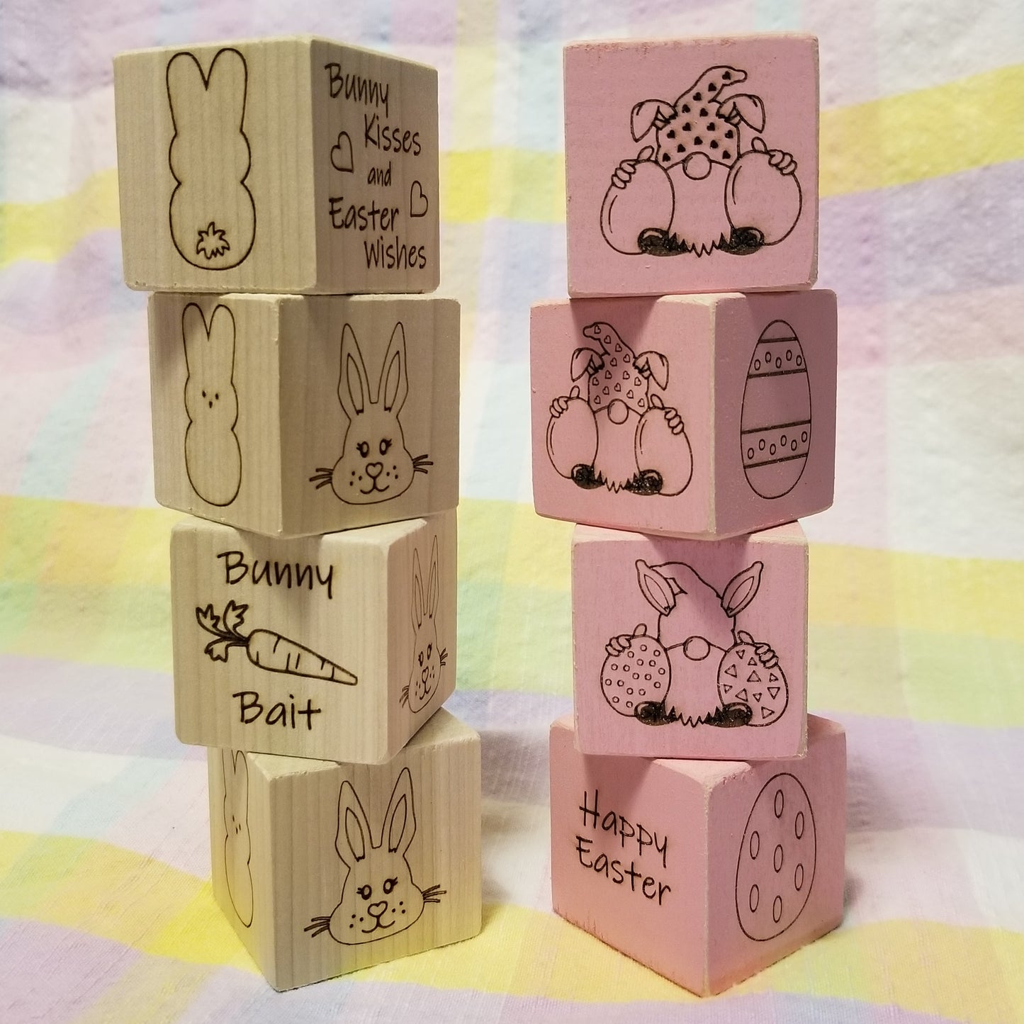 Easter Blocks - set of 4 - Laser Engraved
