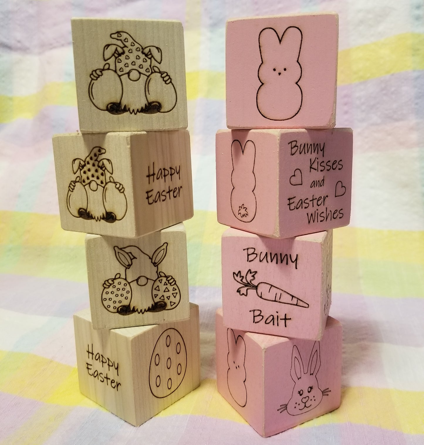 Easter Blocks - set of 4 - Laser Engraved