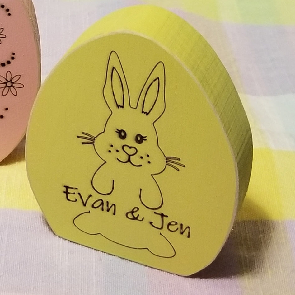 Custom Small Chunky Wood Easter Egg - Laser Engraved