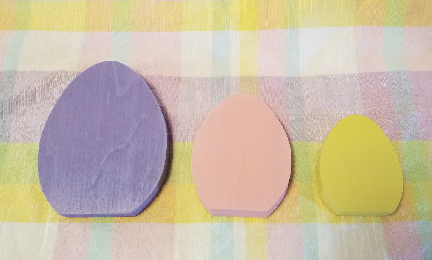 Custom Chunky Wood Easter Eggs - set of 3 - Laser Engraved