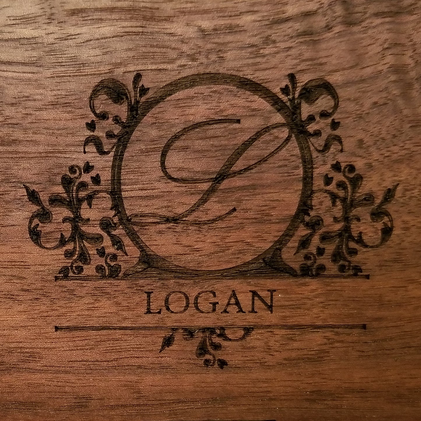 Custom Engraved Monogram Coasters (set of 4) and Holder