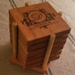 Custom engraved coasters with monogram letter and name. Custom engraved holder.