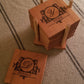 Custom Engraved Monogram Coasters (set of 6) and Holder
