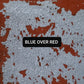 Paint swatch Blue over Red, aged and distressed.