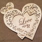 Layered "Love" conversation heart with filigree cuts and LED lights.