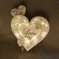 Layered "Love" conversation heart with filigree cuts and LED lights.