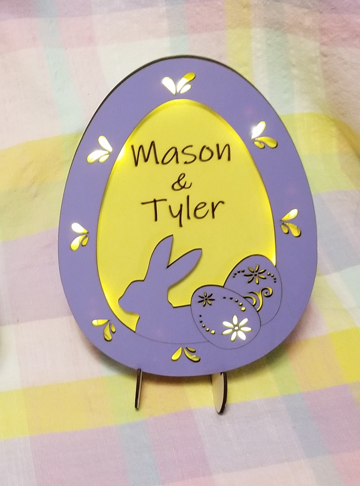 Custom Engraved  Easter Egg with LED lights