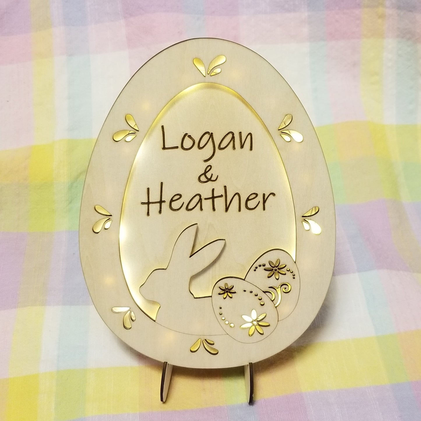 Custom Engraved  Easter Egg with LED lights