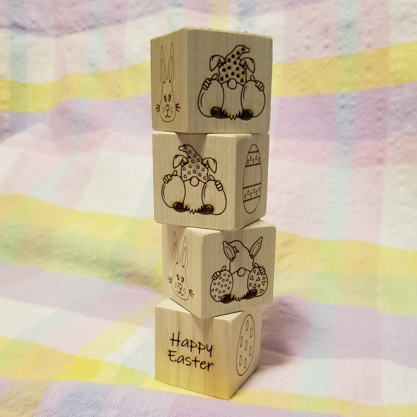 Easter Blocks - set of 4 - Laser Engraved