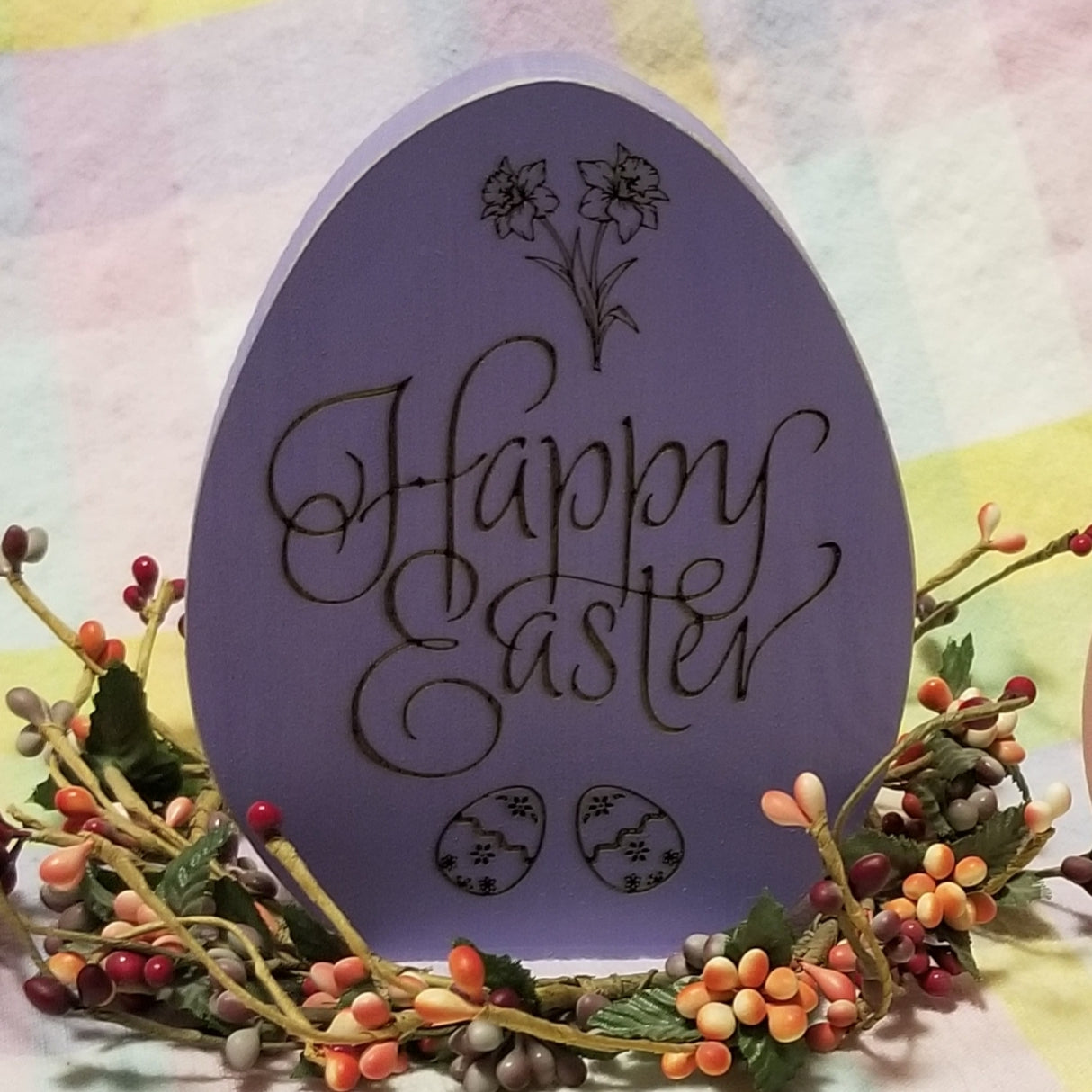 Chunky Wood Easter Eggs - set of 3 - Laser Engraved