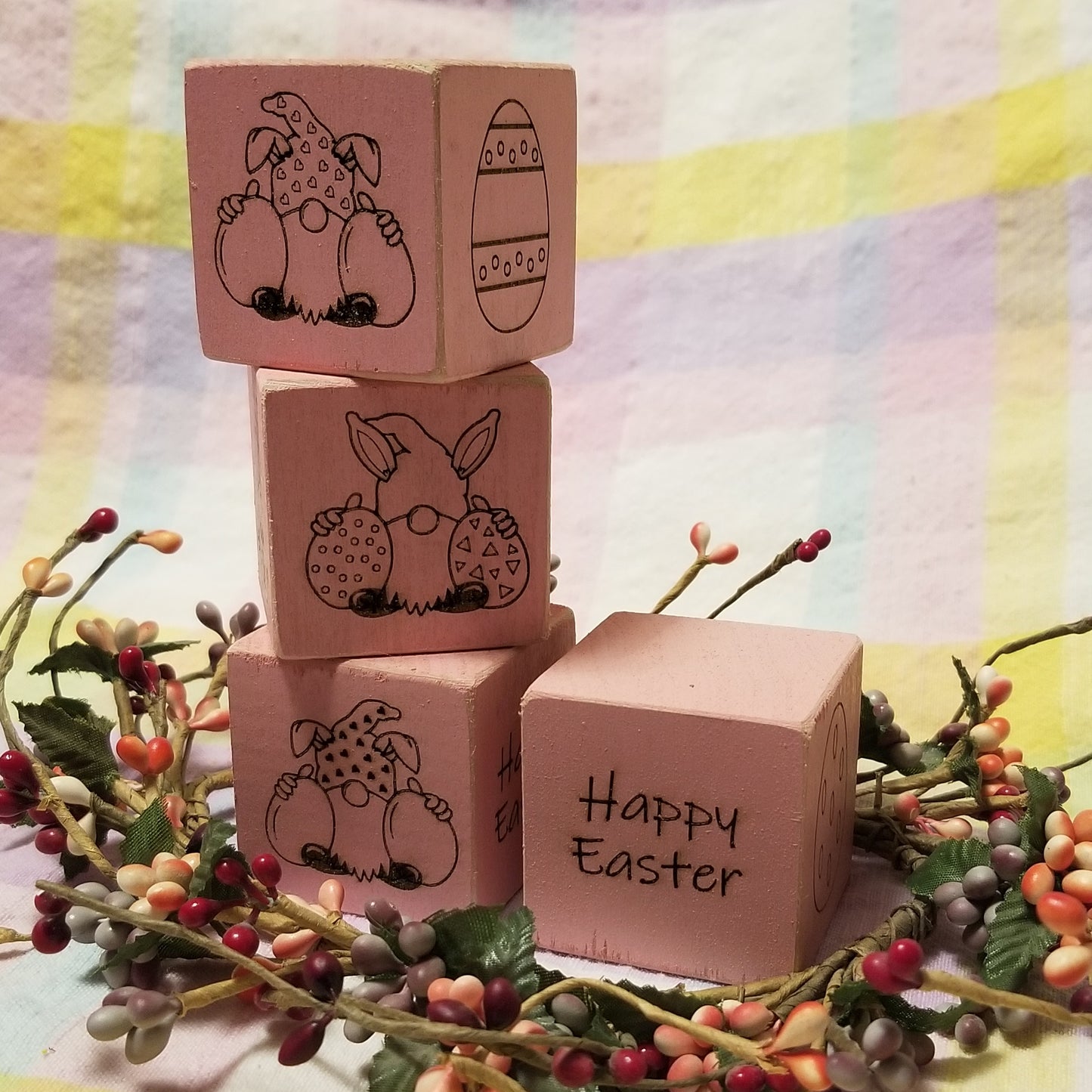 Easter Blocks - set of 4 - Laser Engraved