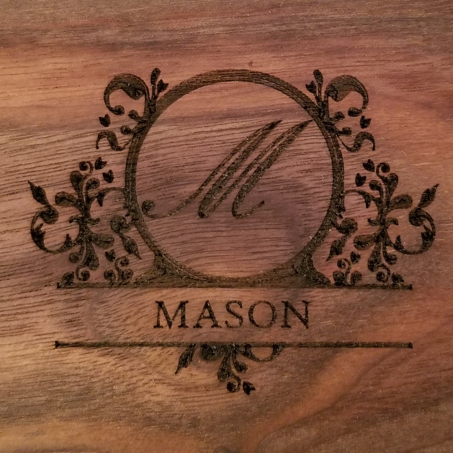 Custom Engraved Monogram Coasters (set of 6) and Holder