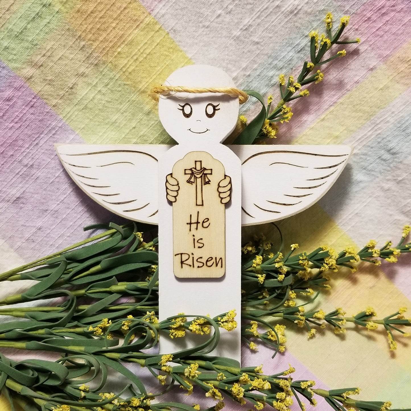 Easter Angel - He Is Risen - Laser Engraved