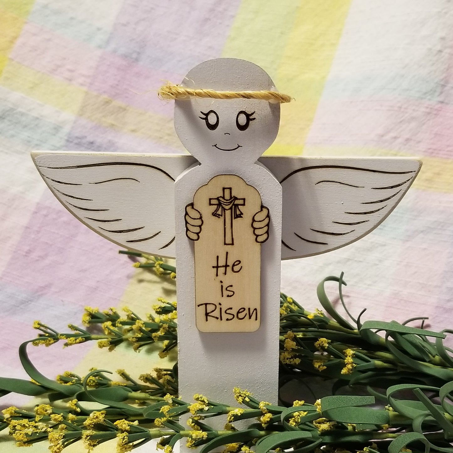 Easter Angel - He Is Risen - Laser Engraved