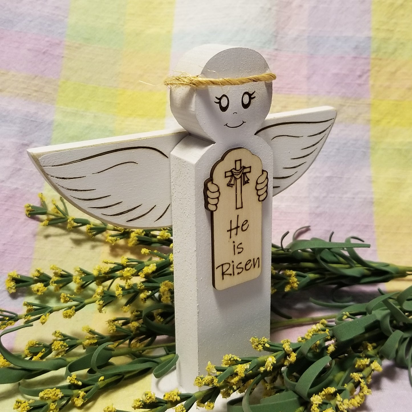 Easter Angel - He Is Risen - Laser Engraved
