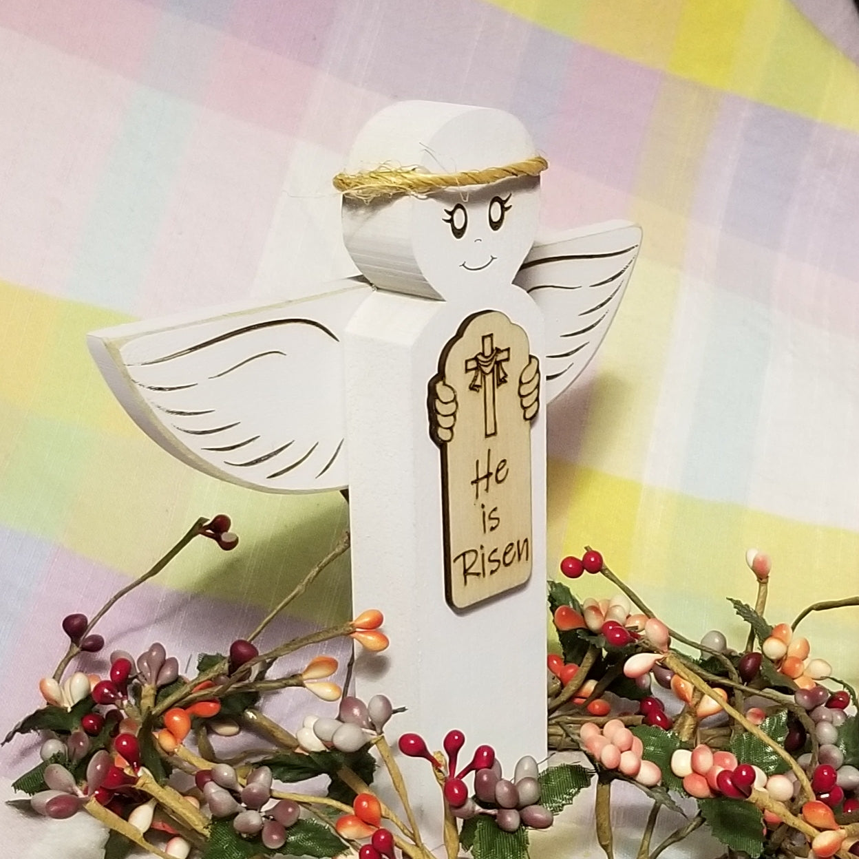 Easter Angel - He Is Risen - Laser Engraved