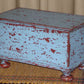 Blue over Red Wood Bunfoot Keepsake box. Handmade in Ohio. Box is hand painted & distressed. Our finish uses layers of color and aging that creates our unique look. Great for small treasures and keepsakes. Use in any room, on a table, mantle or shelf. Compliments design styles including primitive, farmhouse, rustic & traditional. 